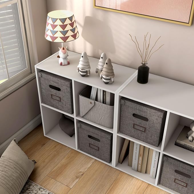 Homes: Inside + Out Apexa 4-Cube Storage Organizer Shelves, Stackable Wood - Image 13