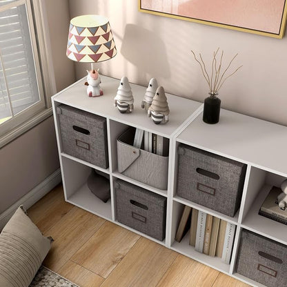 Homes: Inside + Out Apexa 4-Cube Storage Organizer Shelves, Stackable Wood - Image 13