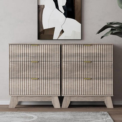 Night Stand Set 2, Bedside Table & End Table, Mid Century Modern Fluted Wood by WODEER