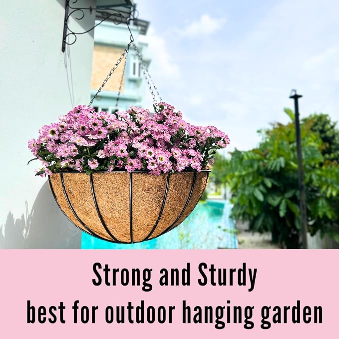 LaLaGreen Hanging Baskets for Plant Outdoor Extra Large Black Metal Wire - Image 5