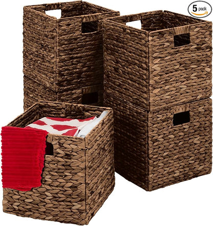 Best Choice Products 10.5x10.5in Pack of 5 Cube Storage Baskets, Water Hyacinth by Unknown