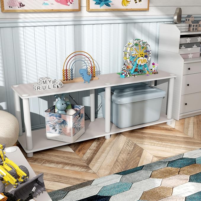 Homes: Inside + Out Apexa Modern 2-Tier Extra Wide Shelving Units, Collectibles - Image 13