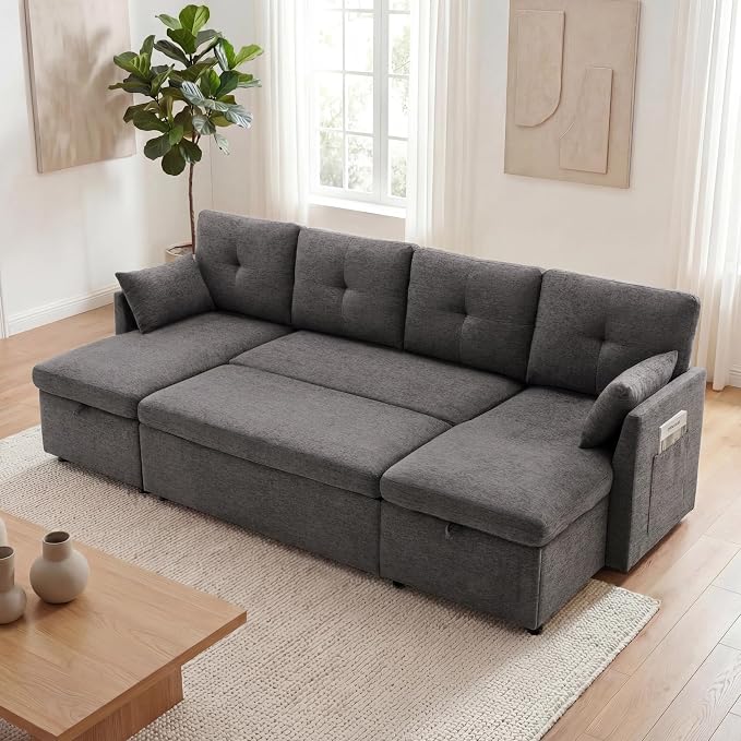 Huatean Home 100" Oversized Sleeper Sofa Couch, 2 in 1 Pullout Couch Bed - Image 2