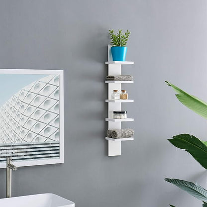 Danya B 5 Tier Wall Shelf Unit Narrow Smooth Laminate Finish - Image 6