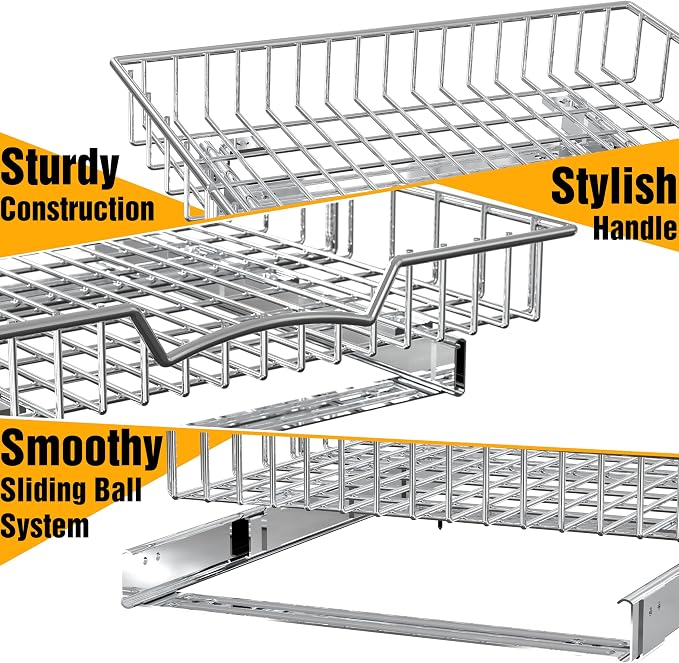 Simple Houseware Under Cabinet Pull Out Sliding Shelf Drawer, 18Dx17W | - Image 6