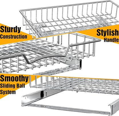 Simple Houseware Under Cabinet Pull Out Sliding Shelf Drawer, 18Dx17W | - Image 6