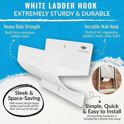 White Ladder Hooks for Garage Wall - Image 3