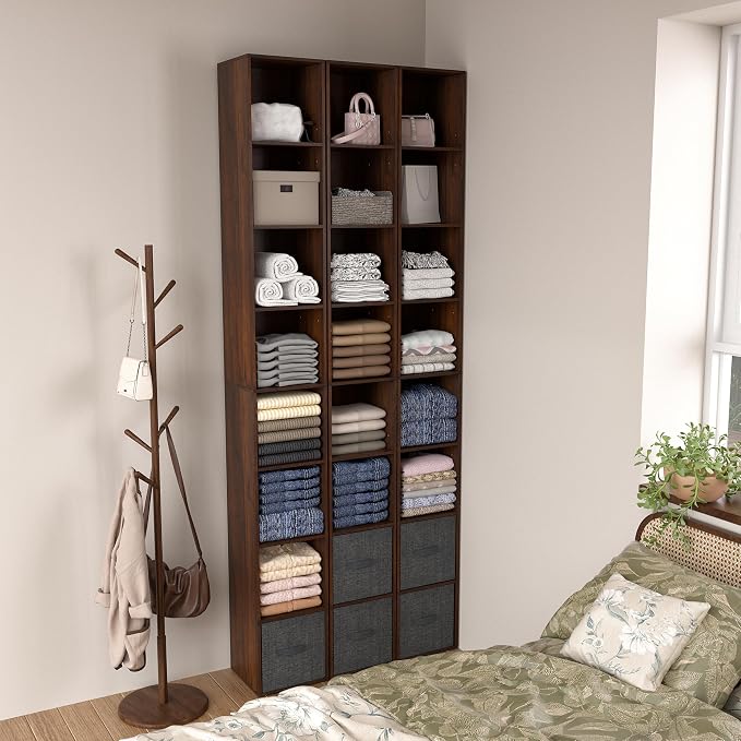 8-Cube Storage Organizer Bookcase, Tall Narrow Bookshelf - Image 8