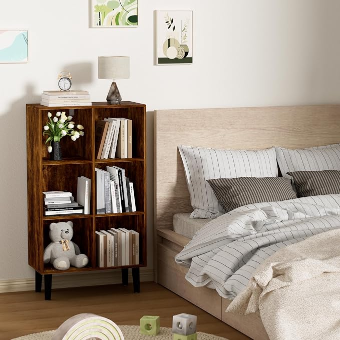 6 Cube Bookcase, Wooden Book Shelf Cube Storage Organizer - Image 7