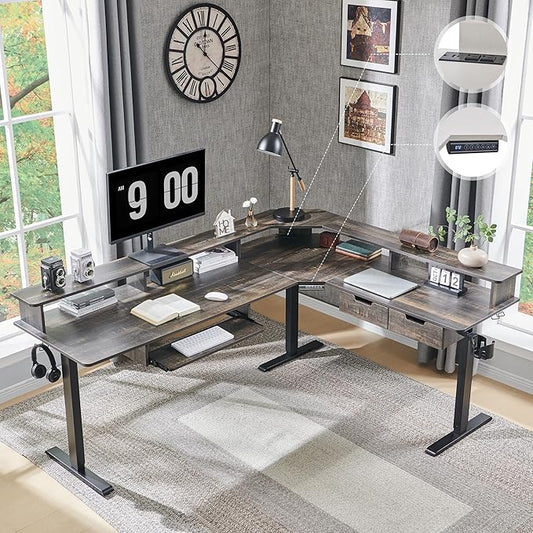 RedLemon 75X60 Inches L Shaped Electric Standing Desk, Height Adjustable Corner by REDLEMON