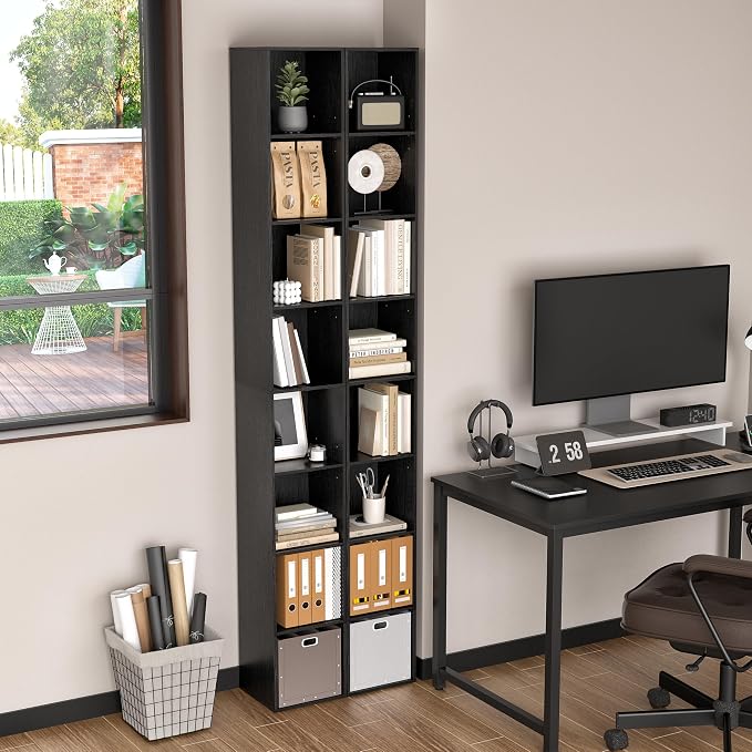 8-Cube Storage Organizer Bookcase, Tall Narrow Bookshelf - Image 5