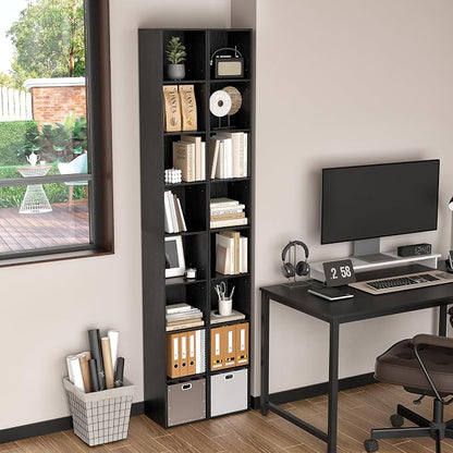 8-Cube Storage Organizer Bookcase, Tall Narrow Bookshelf - Image 5