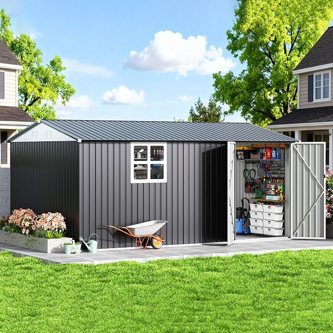 Polar Aurora 10X14 FT Metal Outdoor Storage Shed by PolarAurora