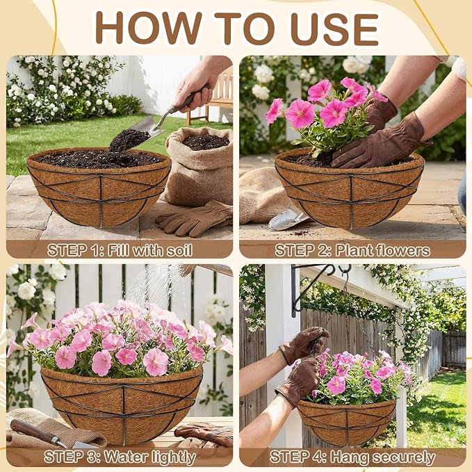 2 Pack 14 inch Metal Hanging Baskets - Image 4