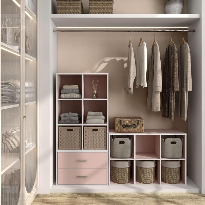 Homes: Inside + Out Apexa 6-Cube Storage Organizer Shelves, Stackable Wood - Image 2