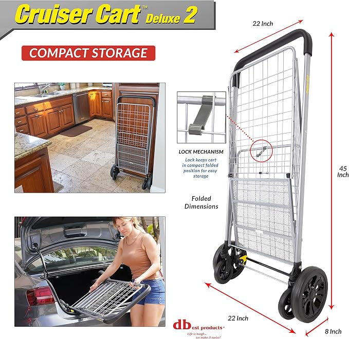 dbest Products Cruiser Cart Deluxe 2 Germ Guard Bundle Shopping Handle Grocery - Image 5