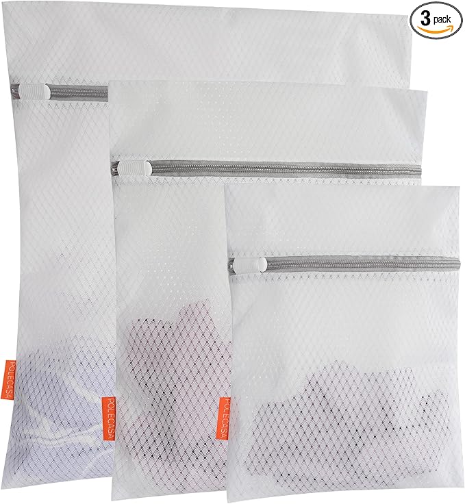Polecasa Diamond Mesh Laundry Bags 3 Pack | Heavy Duty Mesh, Durable Zipper by Polecasa