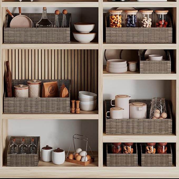 Ollieroo Rattan Storage Baskets, Handwoven Wicker Storage Bins - Image 4