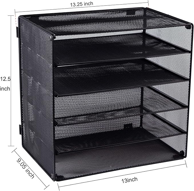 EASEPRES 5 Slot Mesh Desk Organizer Tray, File Paper Letter Folder Holder - Image 3