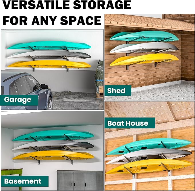 EVERHANGER Wall Mounted Kayak Storage Rack, Adjustable Kayak Holder, Heavy Duty - Image 5
