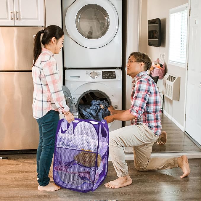 Collapsible Pop Up Laundry Hamper, Extra Large Mesh Foldable Laundry Basket - Image 2