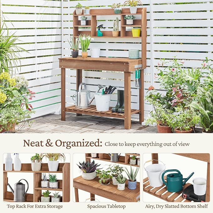 Yaheetech Outdoor Potting Bench, Display Rack & Storage Shelf, transplanting - Image 7
