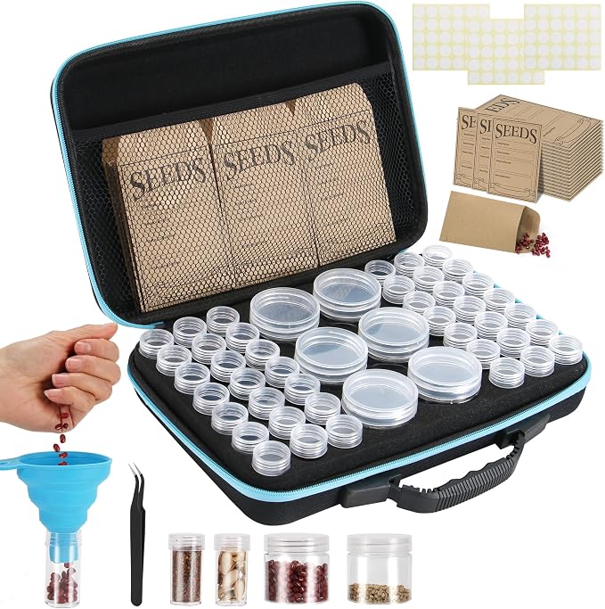 48 Slots Seed Storage Organizer Box, Garden Vegetable Plant Flower Seeds Saving by CleanKitchensHappyCooks