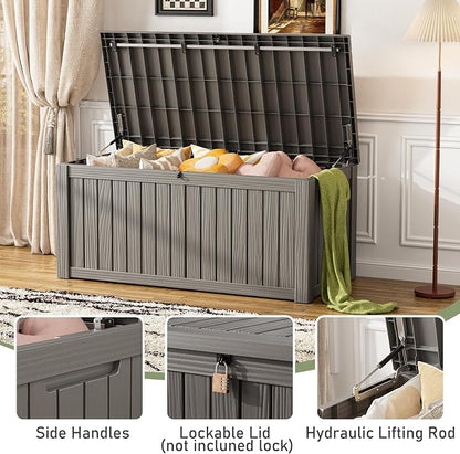 120 Gallon Outdoor Storage Box, Resin Deck Boxes Outdoor Waterproof - Image 7