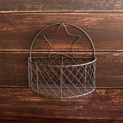 Wall Mounted Chicken Wire Storage Basket Rustic Hanging Wire Bin Organizer - Image 2