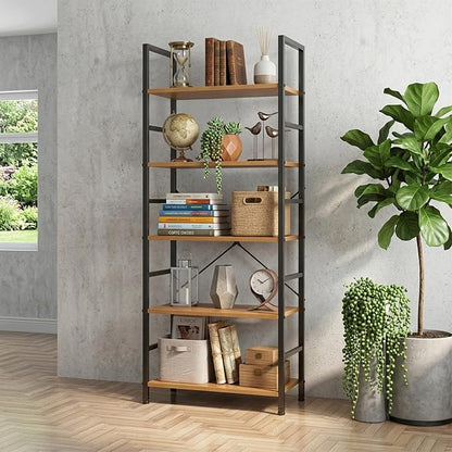 HealSmart 5 Tier Bookshelf, Free Standing Book Shelf Home Office Bookcase Shelf - Image 8