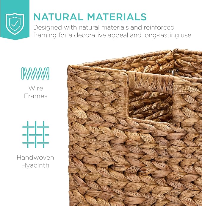 Best Choice Products 13x13in Pack of 5 Cube Storage Baskets, Water Hyacinth - Image 4