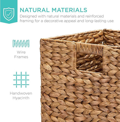 Best Choice Products 13x13in Pack of 5 Cube Storage Baskets, Water Hyacinth - Image 4