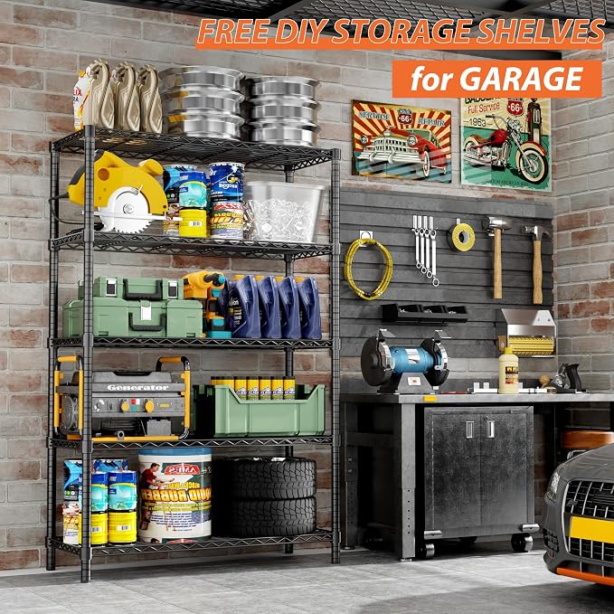 Storage Shelves Heavy Duty, 5-Tier Adjustable Metal Industrial Utility Shelf - Image 6
