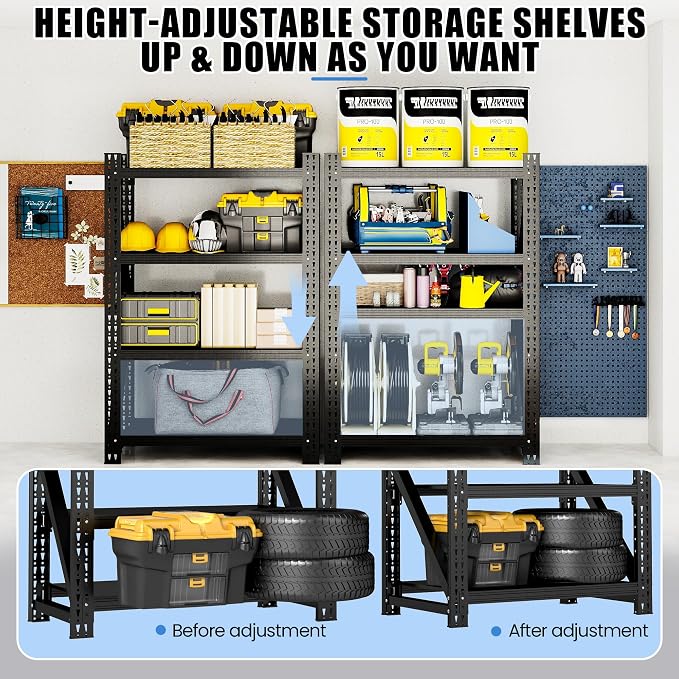Heavy Duty Garage Storage Shelves, 4-Tier Large Industrial Shelving - Image 5