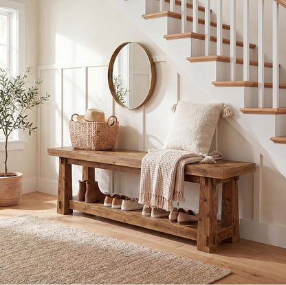 55'' Solid Wood Entryway Bench - Image 3