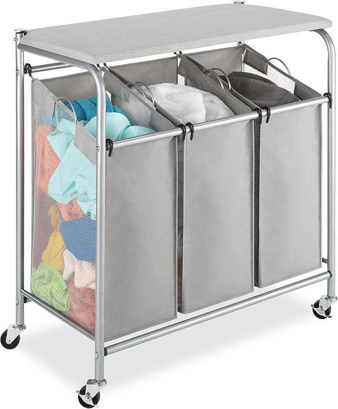 Whitmor 3 Section Rolling Laundry Sorter - Image 2