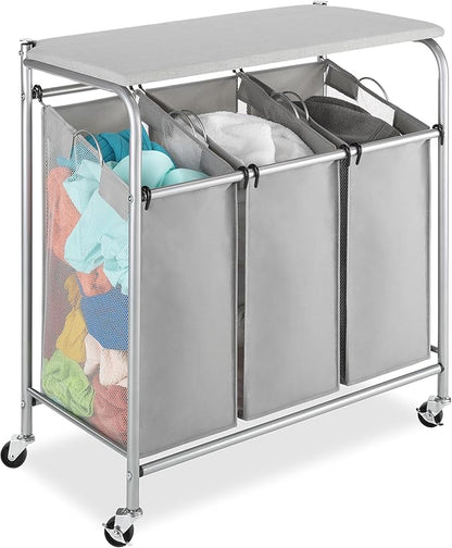 Whitmor 3 Section Rolling Laundry Sorter - Image 2
