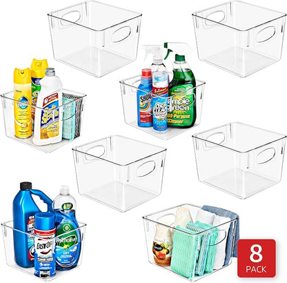 Sorbus 8 Pack Medium Clear Plastic Storage Bins, Refrigerator, Under Sink - Image 6