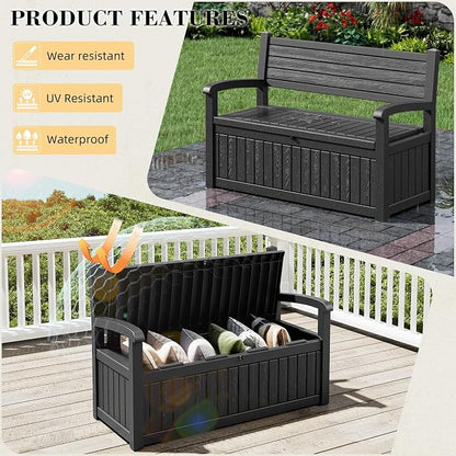 80-Gallon Lockable Outdoor Storage Bench, Waterproof Outdoor Deck Storage Boxes - Image 5