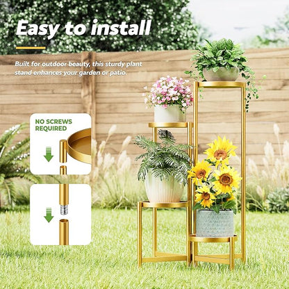 Gold Plant Stand, 4 Tiered Plant Stand Indoor - Image 6