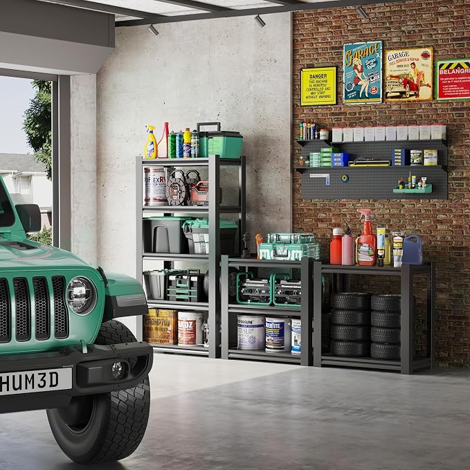 60" H Garage Shelves, Garage Shelving Heavy Duty, 3000Lbs 5 Tier Adjustable - Image 2