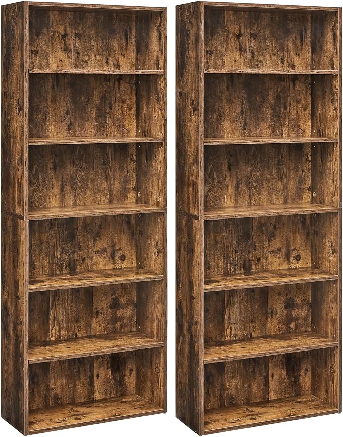 VASAGLE Set of 2 Bookshelves, 23.6 Inches Wide, 6-Tier Open Bookcases by VASAGLEbySONGMICSHOME