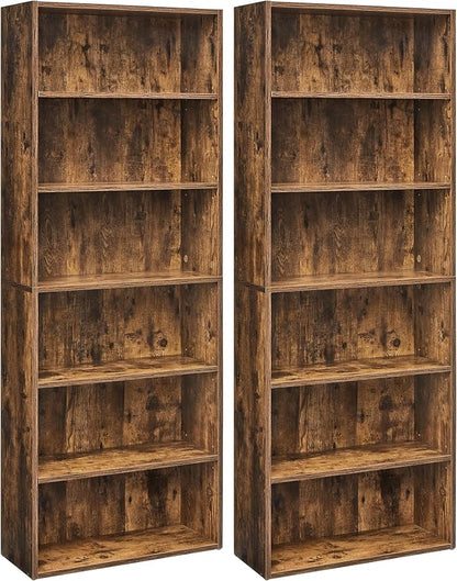 VASAGLE Set of 2 Bookshelves, 23.6 Inches Wide, 6-Tier Open Bookcases by VASAGLEbySONGMICSHOME