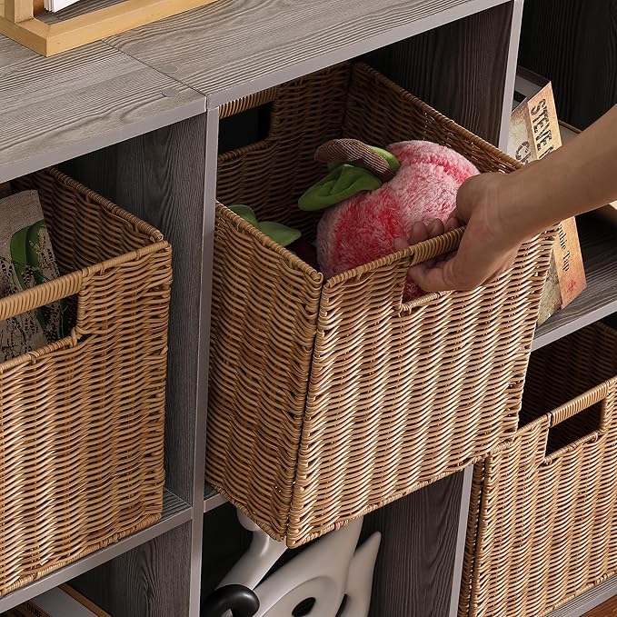 10.5 x 10.5 in Plastic Wicker Baskets - Image 5