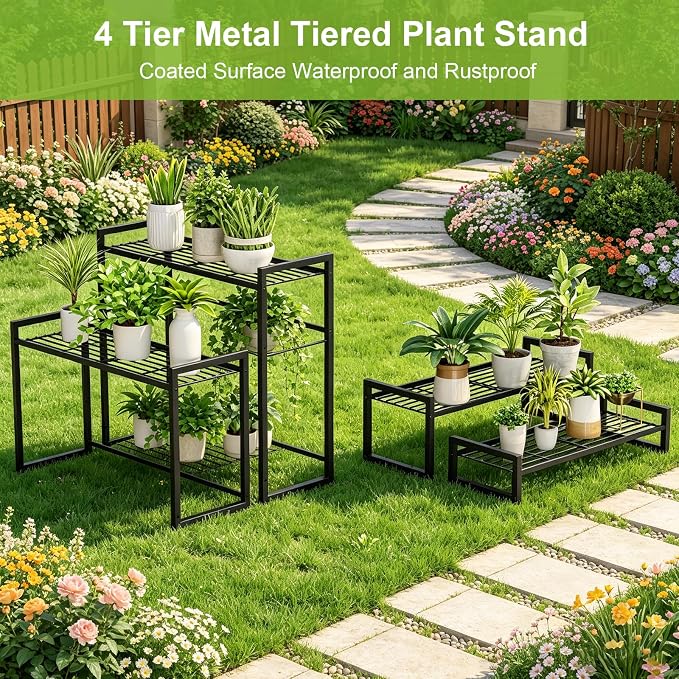 VyGrow Plant Stand, 4 Tier Widened Stackable Tiered Plant Stand, Upgraded - Image 5