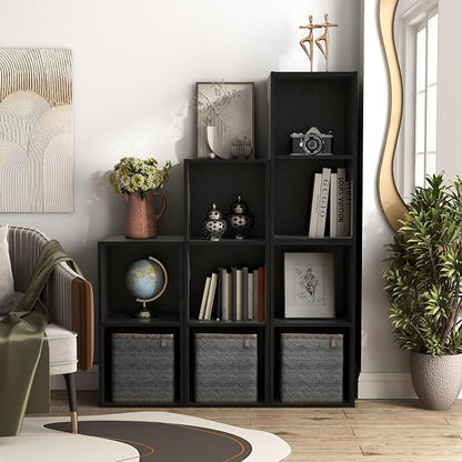 Homes: Inside + Out Apexa 3-Cube Storage Organizer Shelves, Stackable Wood - Image 11
