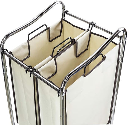 Simple Houseware 2-Bag Heavy Duty Rolling Laundry Sorter Cart, Chrome – 2 - Image 3