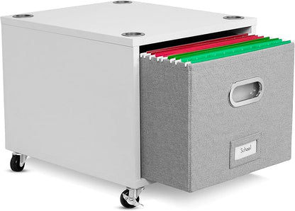 BIRDROCK HOME Rolling File Cabinet – Decorative Storage Shelf w/Removable Bins - Image 9