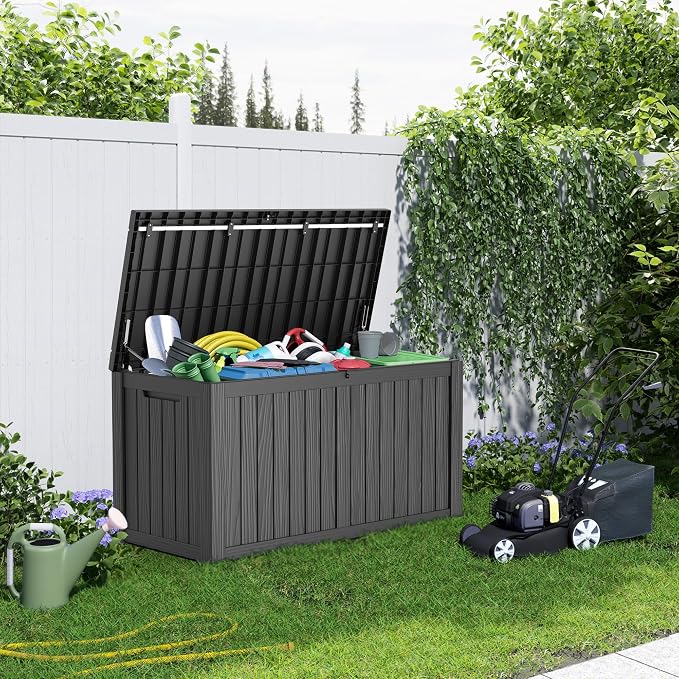 180 Gallon Resin Deck Box, Lockable Patio Outdoor Storage Box - Image 7