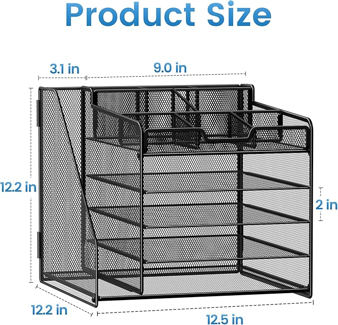 Lavatino Desk Organizer, 5-Tier Metal Mesh Paper Letter Tray - Image 7
